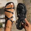Fashion Cross Strap Flat Sandals Women's Elastic Beach Sandals