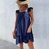 Women's Halter Neck Solid Color Holiday Beach Short Loose Strap Dress