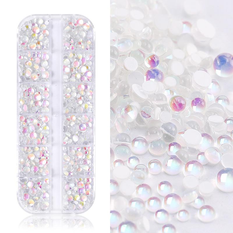 12-Grid Symphony Man Fish Ball Set Flat Bottom Nail Art Diamond Jewelry Mixed Size Nail Art Ornament Mixed