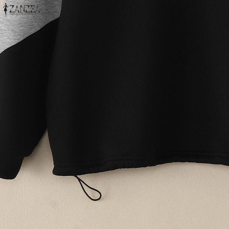 ZANZEA Women Hoodies Casual Long Sleeve Patchwork Pullover Hooded Sweatshirts