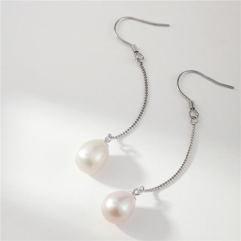 Elegante Ohrringe mit Quasten aus natürlichen Perlen für Damen - 925er Sterlingsilber, Xiaohongshu-Stil, Nischenmode.