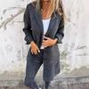 Autumn Winter Women's Clothes Trench Casual Solid Long Sleeve Outerwears Vintage Lapel Mid Length Coats Suit Jackets