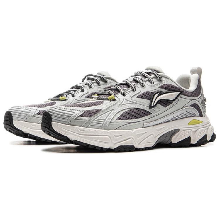 New LiNing Getaway Cushioning Anti-Slip And Wear-Resistant Rebound Low-Top Casual Running Shoes Men's Gray Purple ARXV003-2