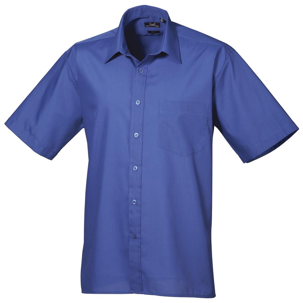 Premier Mens Short Sleeve Formal Poplin Plain Work Shirt