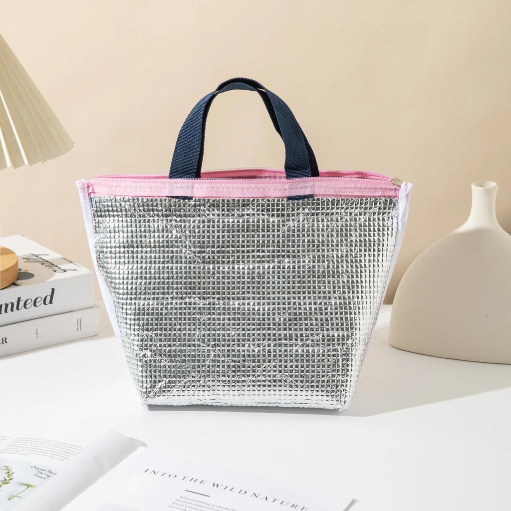 1pc-Portable and Durable Zipper Fresh-keeping and Heat-insulating Lunch Bag Picnic Bag Ice Bag Bento Bag