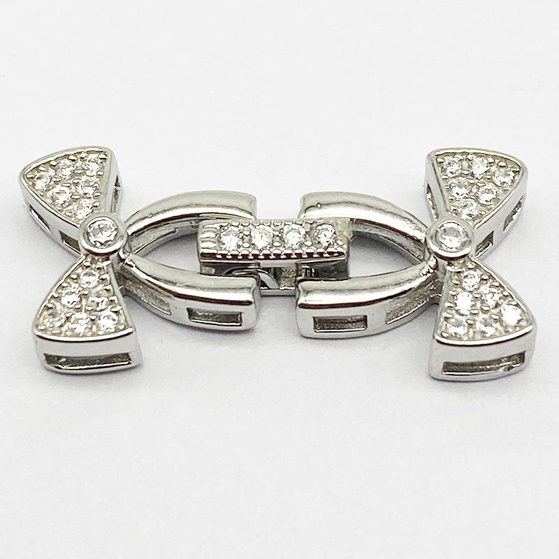 Sterling Silver Bow Pearl Necklace  Bracelet Clasp, S925 Jewelry Accessory 925 Silver