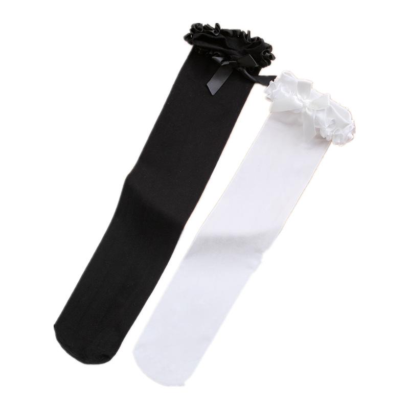 Spring And Summer Japanese Lotus Leaf Lace Medium Tube Socks Women'S Bow And Knee Calf Socks Lolita Uniform Stockings