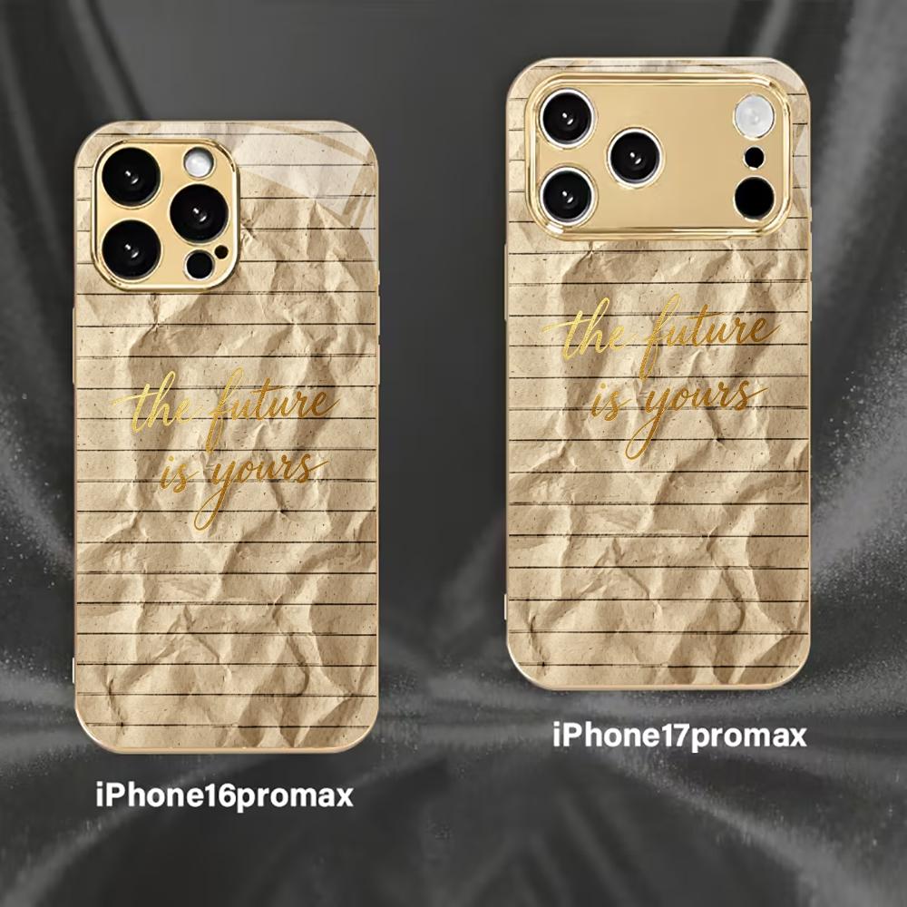 New Golden Quote Paper phone case for funda iphone for iphone 17 pro max cover glass for iPhone 17 16 15 14 13 12pm Pro Plus