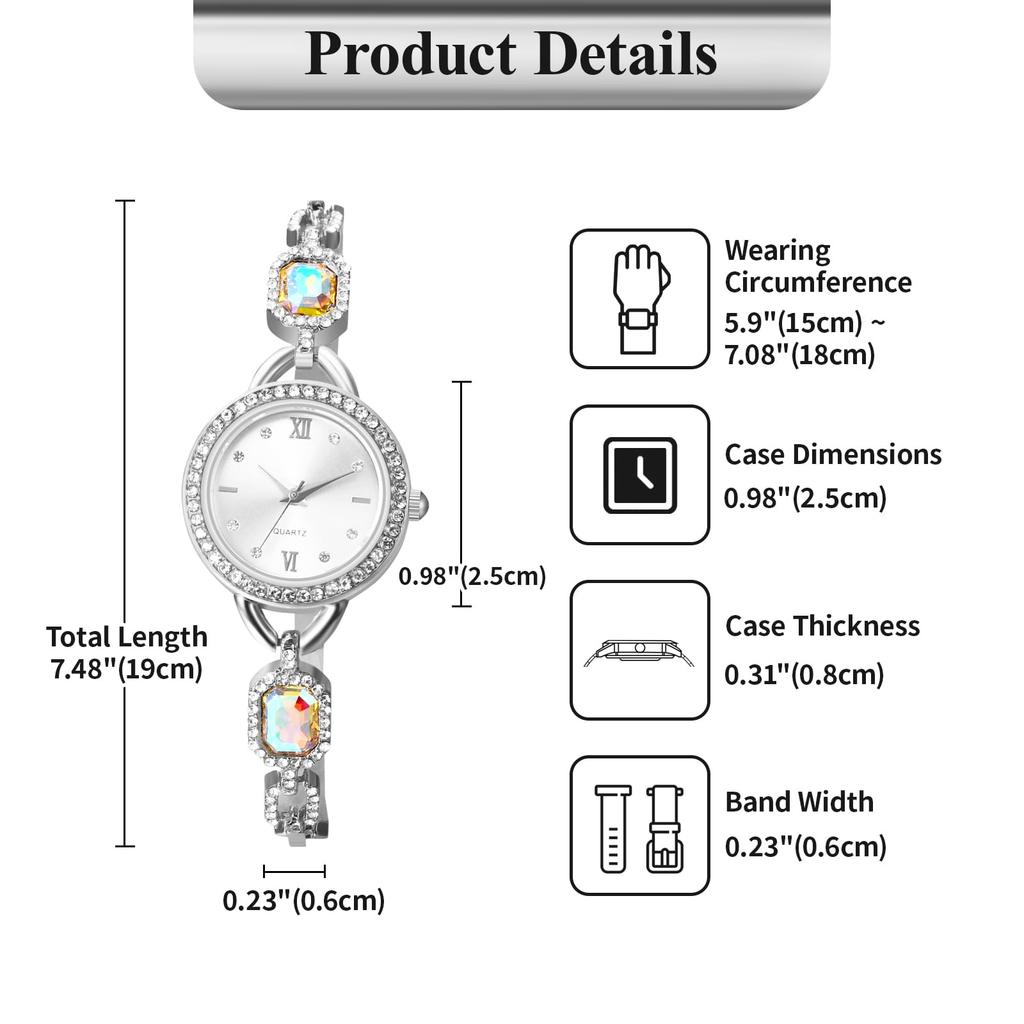 Urocza bransoletka łańcuszkowa Błyszczący rzymski analogowy stylowy zegarek kwarcowy w kolorze złotym lub srebrnym Idealny prezent na lub dzień Zegarek damski Diamenty, Cyfry,