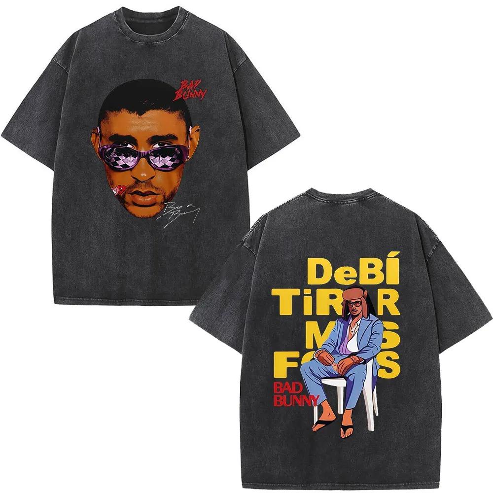

Washed Oversized Streetwear Tshirt Bad Bunny Debi Tirar Mas Fotos DTMF World Tour T Shirts Fashion Hip Hop Tshirts Clothing 2XL