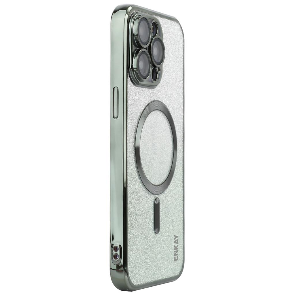 For iPhone 16 Pro Magnetic Case Glitter TPU Phone Back Cover with Lens Film