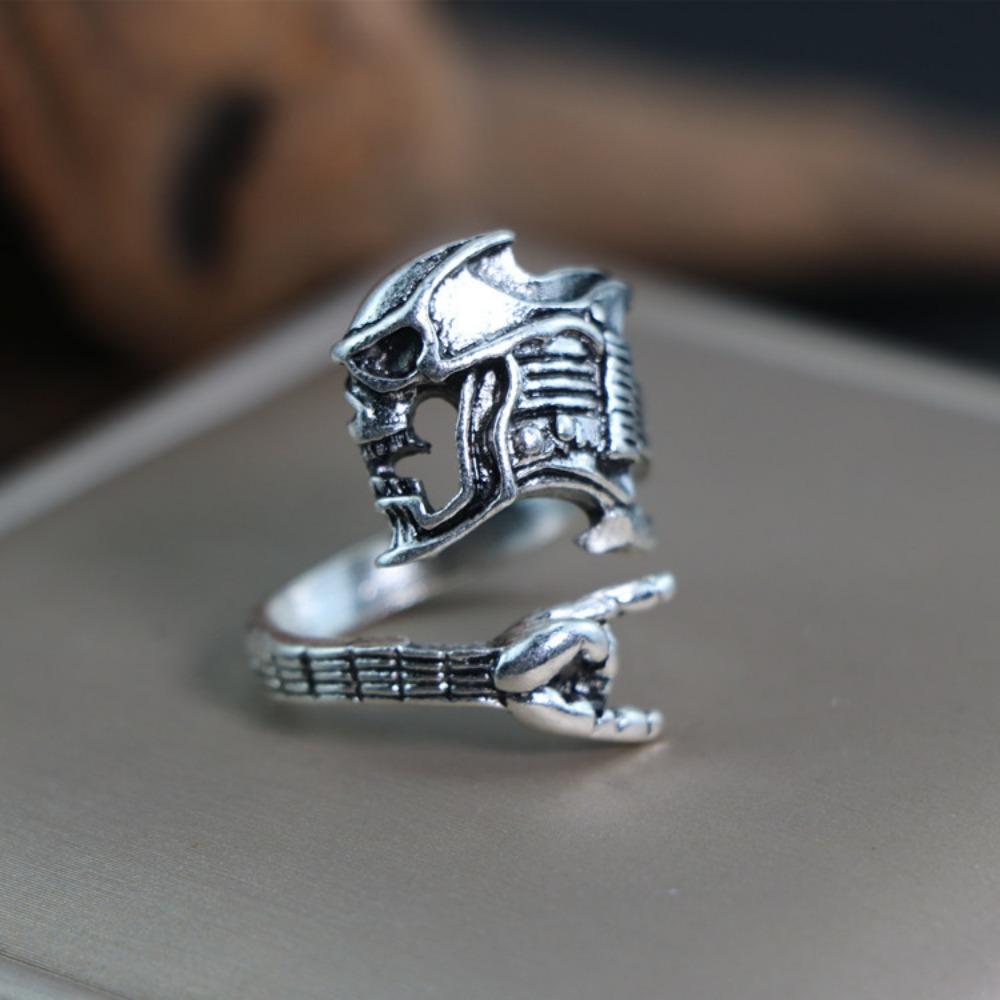 European and American Men's Trendy Metal Ring, Retro Style Cool and Handsome Design Totem Geometric Men's Ring