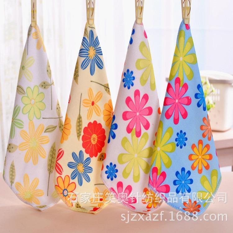 Microfiber Heat Transfer Flower Square Towel Soft Absorbent Children's Hand Towel Cleaning Towel