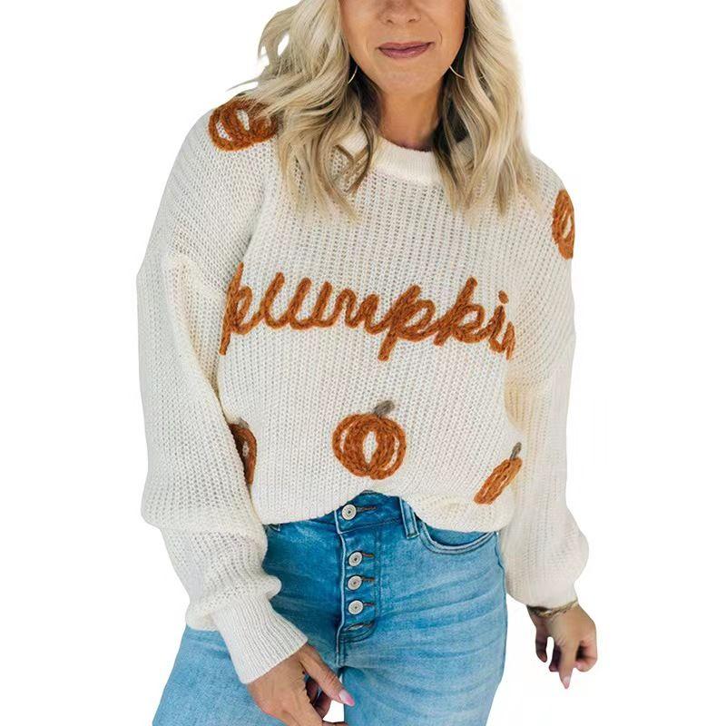 

Fashion Wind New Arrival Pullover Long Sleeve Top Fashionable Knitted Sweater round Neck Knitted Sweater Beige XL