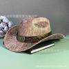 Dyed Bull Head Belt Western Cowboy Hat, European and American New Cracked Jazz Top Hat