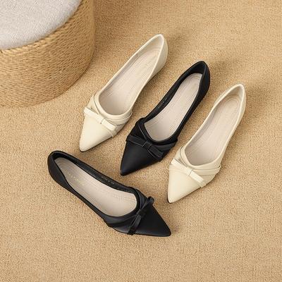 Huiliya 2025 Spring New Small Fragrant Wind Shallow Mouth Women's Shoes Pointed Single Shoes Bow Wind Evening Women's Shoes D835-2