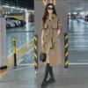 Women's British Style Double-Breasted Knee-Length Trench Coat for Spring & Autumn 2024