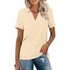 Summer Casual V Neck T Shirts Women Short Sleeves Collared Basic Tees Blouse
