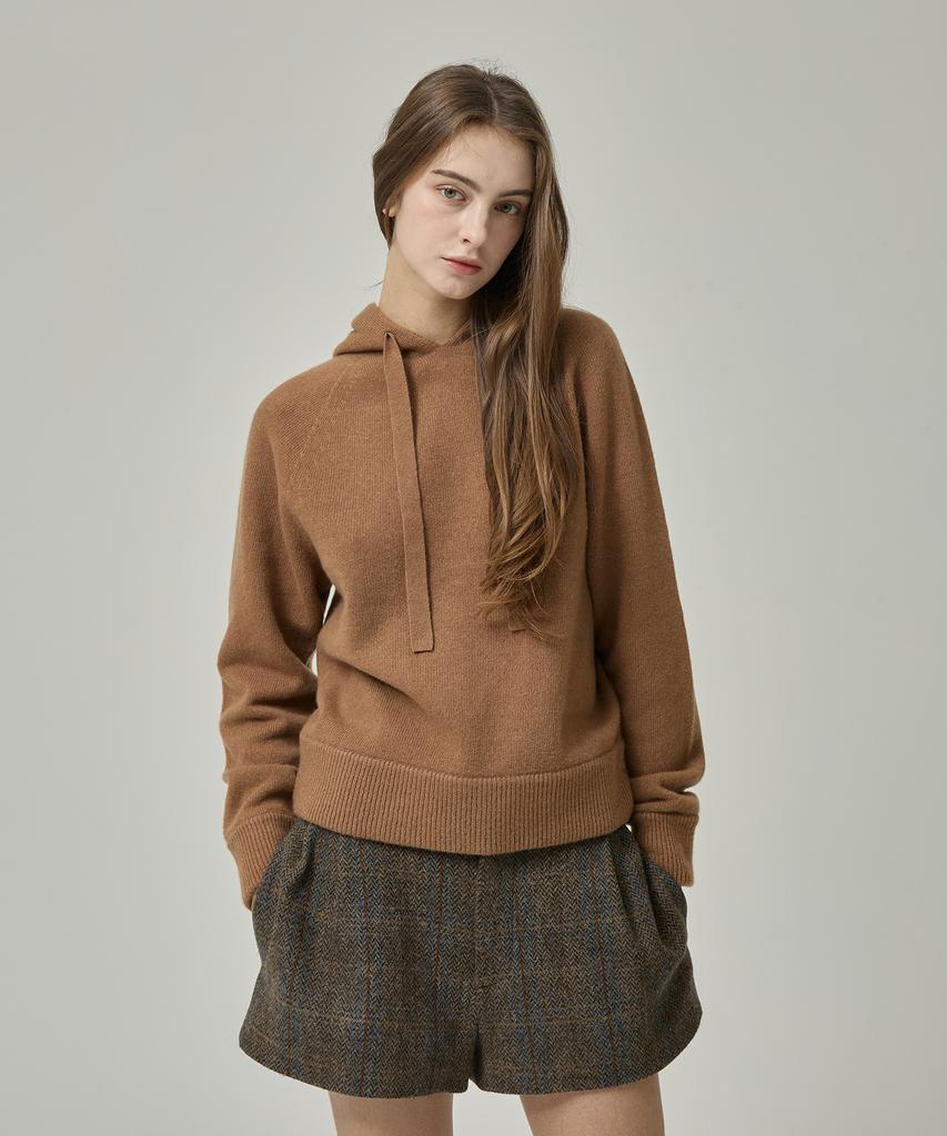 Lapineatteullie Premium Cashmere Knit Hoodie Camel