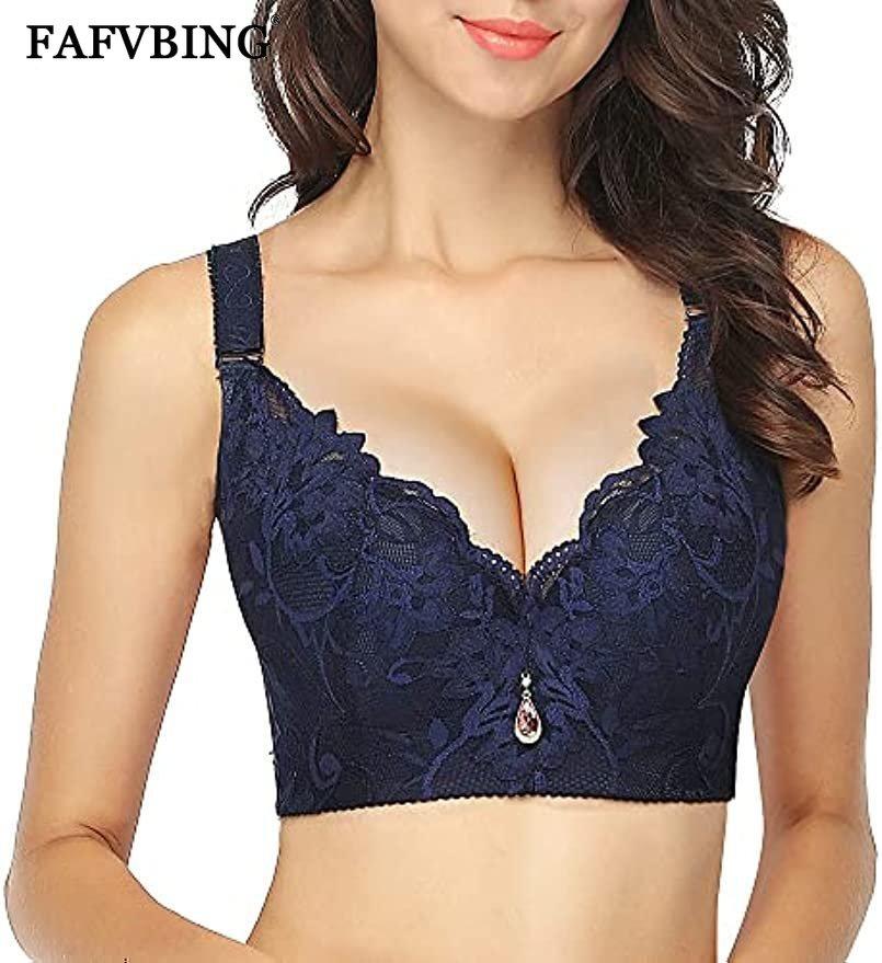

FAFVBING Кружевной бюстгальтер больших размеров с чашкой C и широкой спиной, бюстгальтер пуш-ап для женщин