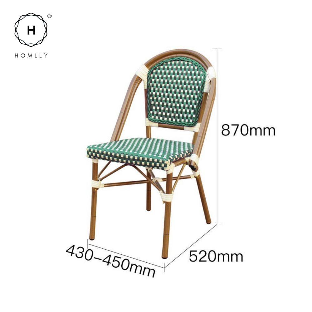 Homlly Francois French Rattan Outdoor Bistro Dining Patio Balcony Chair (X2PCS)