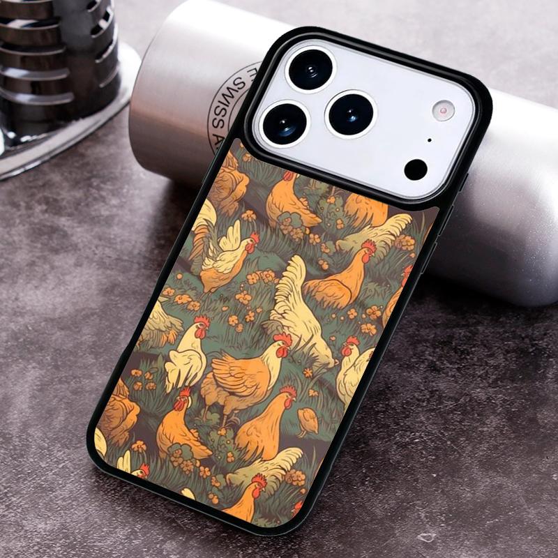 Bright Pattern with Roosters Phone Case For iPhone 17 16 15 14 13 12 11 Pro Max Plus 17Air Soft Silicone Cover