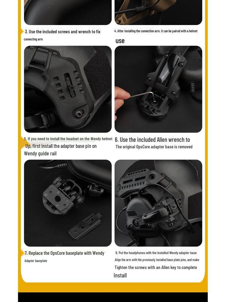 Tactical Helmet Rail-Mount Adjustable Earcup Bracket