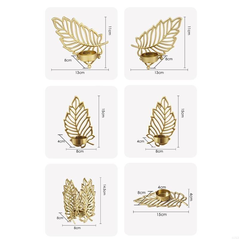 62KD Metal Candleholder with Golden Leaf Decor Wedding Centerpiece Candlestick Holder Romantic Durable Candlestick for Office