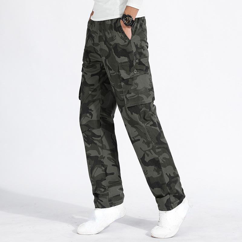 Camouflage-Baumwoll-Arbeitshose für Herren, große Arbeitshose, Hose für Herren, elastisch, gewaschen, Freizeithose für Herren