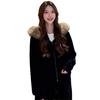 Korean Winter Outfit: Age-Reducing Fur Collar Hoodie & Loose Wide-Leg Pants Set
