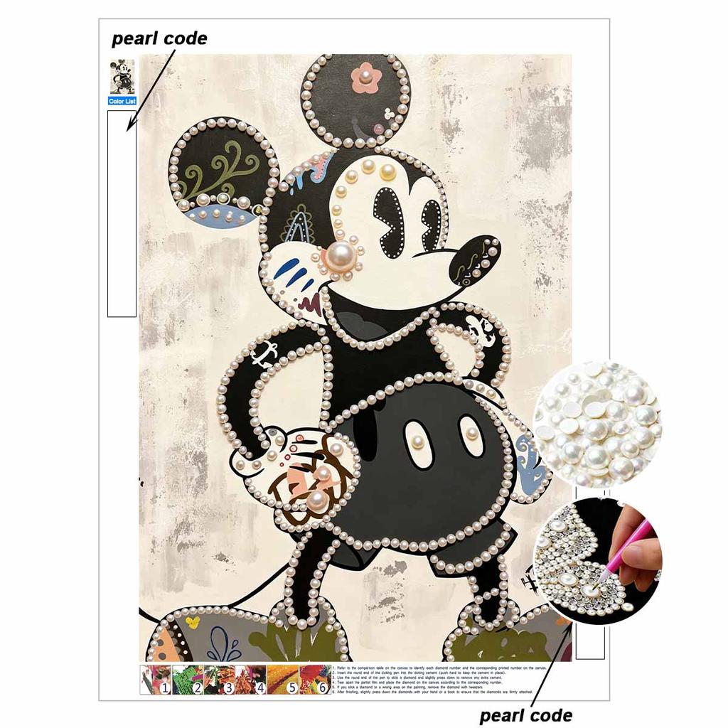 Disney Pearl Art Painting Home Wall Decor Mickey Gemstone Painting Picture Crafts Adult/Beginner Gift Creative Home Decor Unframed