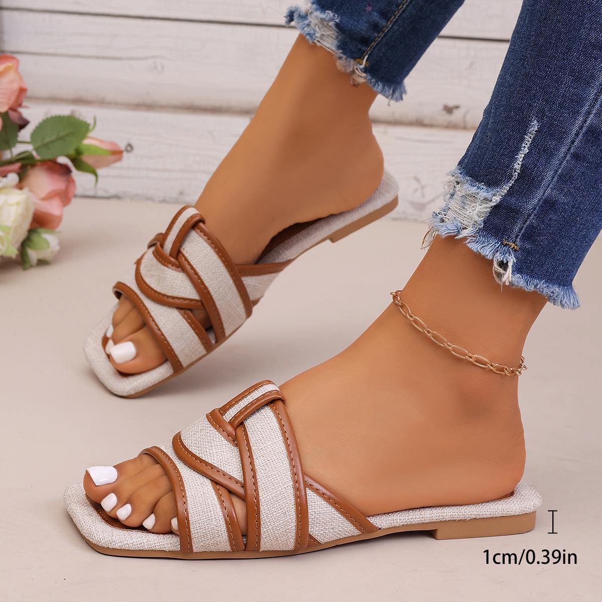 

New Summer Fashion Slippers Women Sexy Flat Sandals Casual Ladies Sand Beach Slippers Elegant Fish Mouth Slippers Plus Size 43 36 бежевый