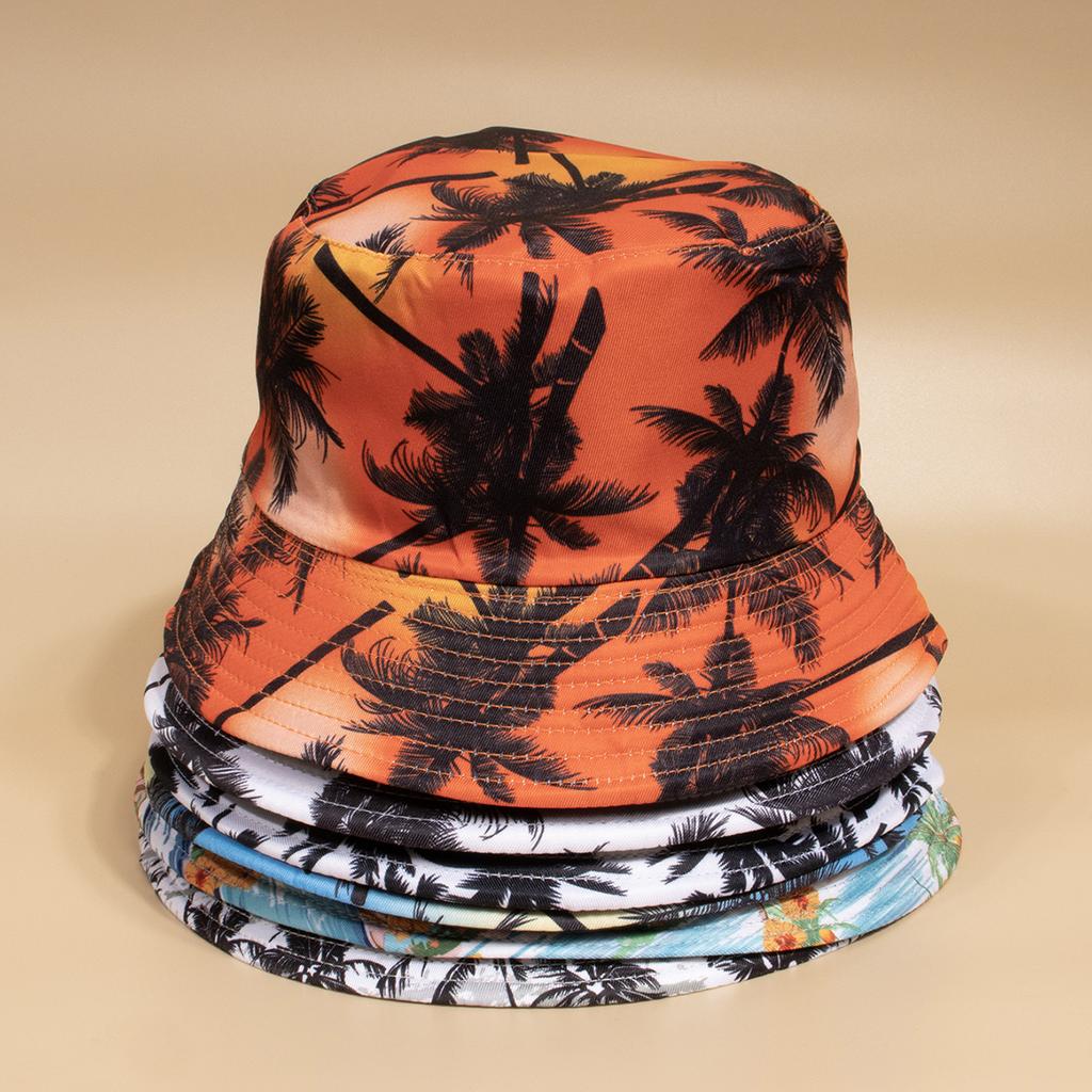 Unisex Frühling Sommer Fischerhut Leichte Lässige Kappe Kokospalmenmuster Sonnenschutz für Draußen Modeaccessoire