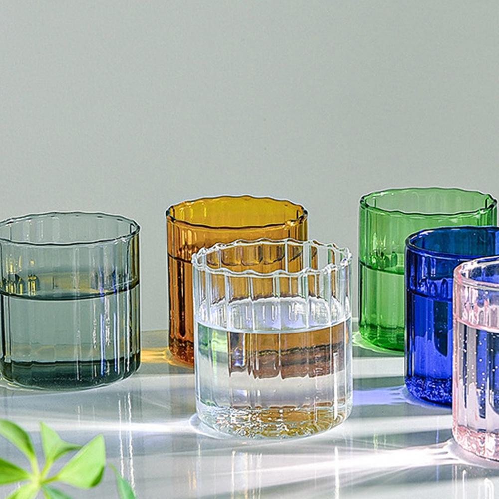 200ml Heat and Cold Resistant Clear Glass Water Cup Girl Heart Juice Drink Coffee Cup Color Glass Handmade Kitchen Drinkware
