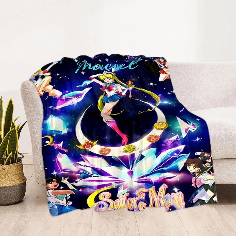 Deka s potiskem Sailor Moon Pretty Soldier Ultra lehká měkká plyšová deka z flanelu na rozkládací pohovku Pohovka Kancelářské dárky