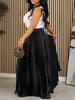 Women's Large Size High Waist Pleated Long Skirt - European & American Style