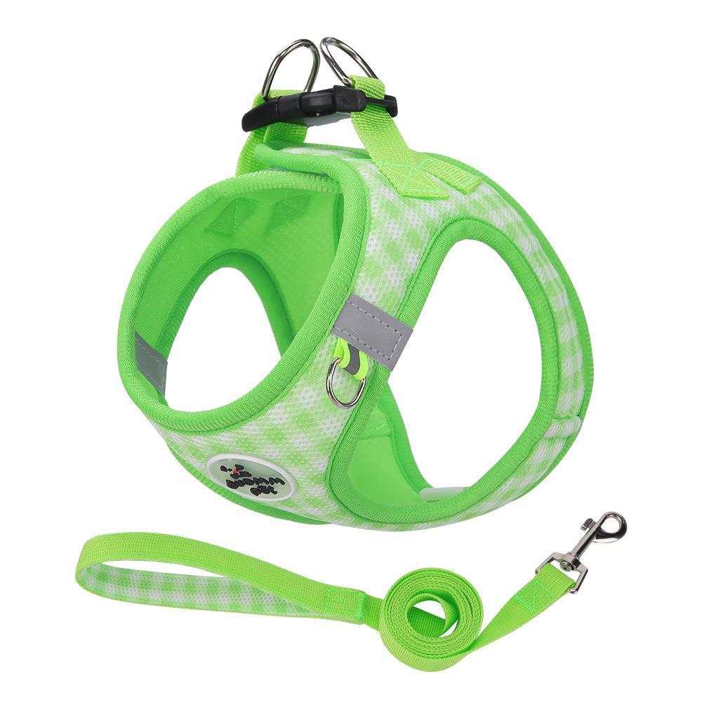 Checkered Pet Harness Kitten Strap Eye Catching Color Puppy Anti Loss Strap Outdoor  Adjustable Reflective Chest Strap