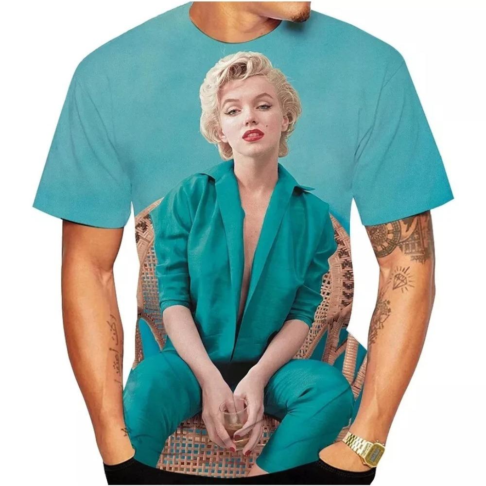 Marilyn Monroe Hip-Hop 3D Printed Men’s Short-Sleeve T-Shirt Casual Crew Neck Loose Top