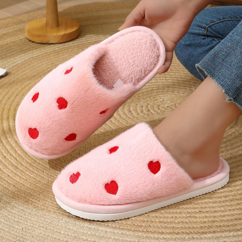 Cotton Slippers Women's Autumn and Winter New Indoor Cotton Mop Home Fleece Warm Soft Bottom Love Fluffy Slippers