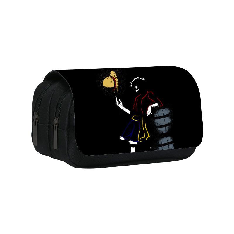 Piece One Pattern Double Layer Flip Cover Student Stationery Storage Bag Pencil