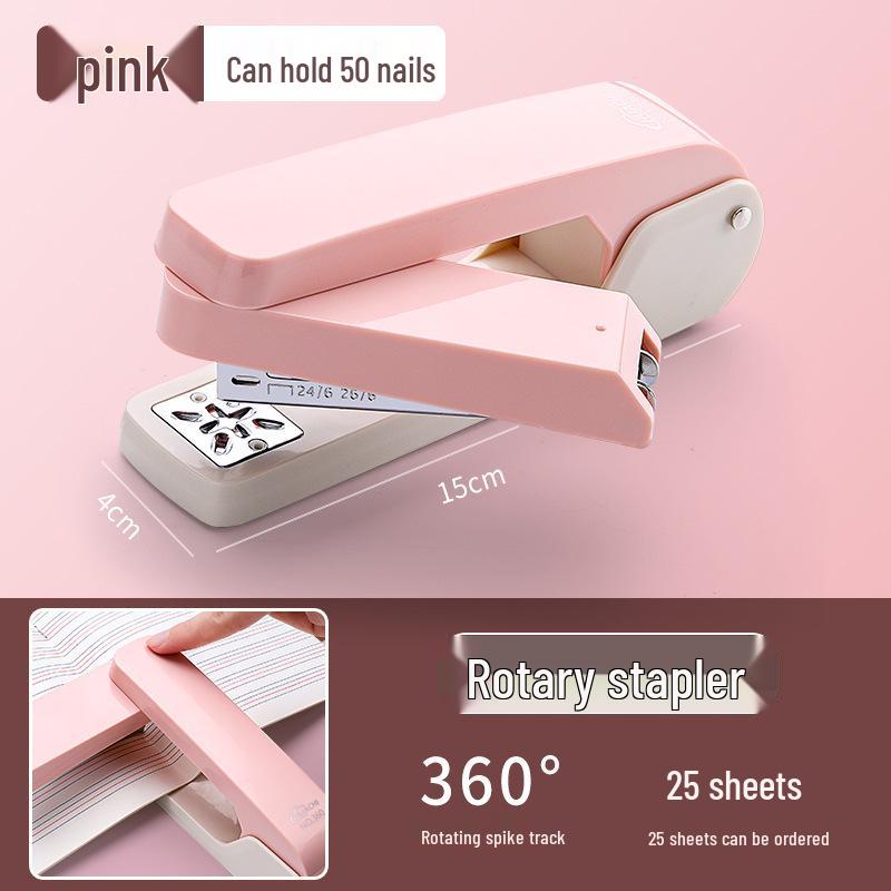 Cream Color Large Multifunctional Labor-Saving Stapler for Students and Office/Home Use