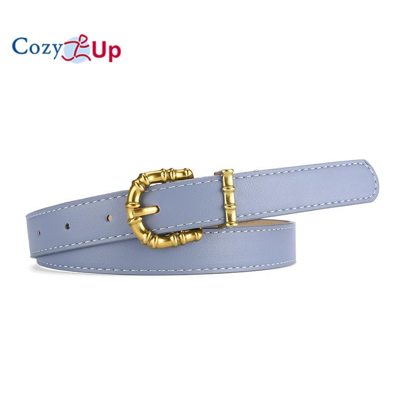 Slub Gold Buckle PU Firming PU Belt Slim Windbreaker Jeans Outer Waist Belt