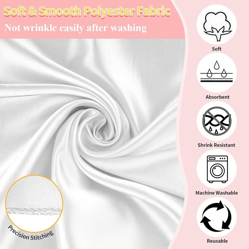 10 Pack Satin Cloth Napk, White, 17"x17" Square Shiny & Luxurious Silk-Like Finish, Thin & Lightweight for Elegant Dining, Wrinkle-Free, Washable &