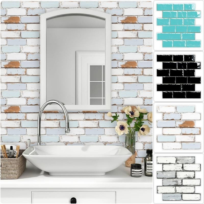 10pack Auto Adhesive 3D Brick Texture Wallpaper Waterproof PVC Decals For Backsplash And Feature Walls