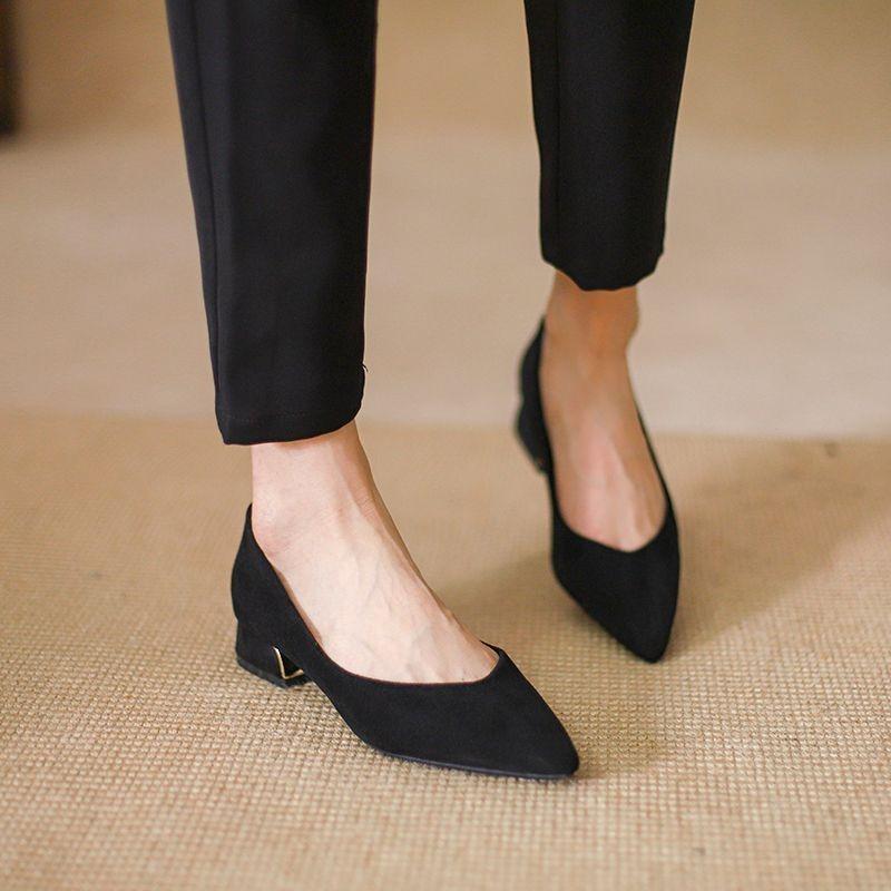 Women's Flat-soled Soft-soled Professional Dress Work Shoes Women's Shoes Versatile Temperament Leather Shoes Black Single Shoes