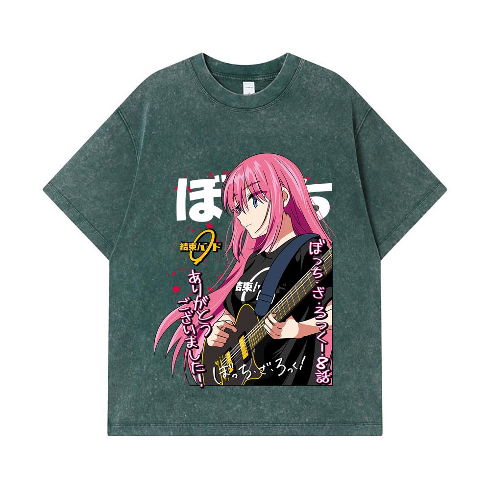 275 GSM Washed T-shirts 100% Cotton Bocchi The Rock V4 Print Unisex Heavy Cotton T Shirt
