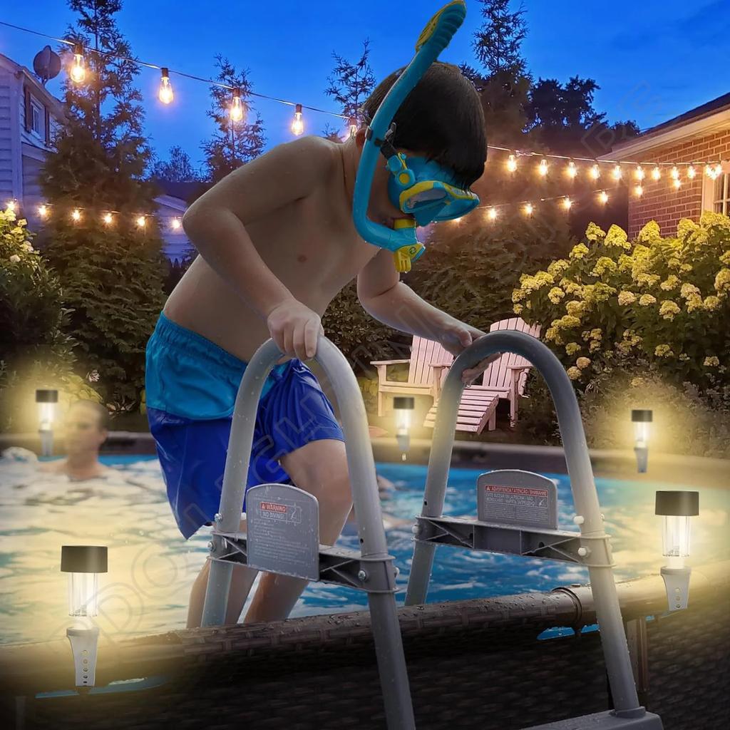 Solar LED Pool Lights Waterproof Ground Lights for Swimming Pool Fence Decorative Lighting Backyard Safety Accessories Lights