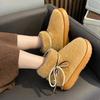 Fashion Women Winter Warm Slippers Indoor Street Snow Boots Soft Faux Fur Thick Sole Girls Home Floor Shoes Cute Lace-up Walking Boot