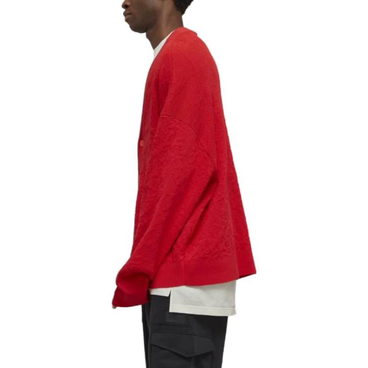 Y-3 Solid Color Single-Breasted Knit Sweater Unisex sweater Sun-Red IB4791