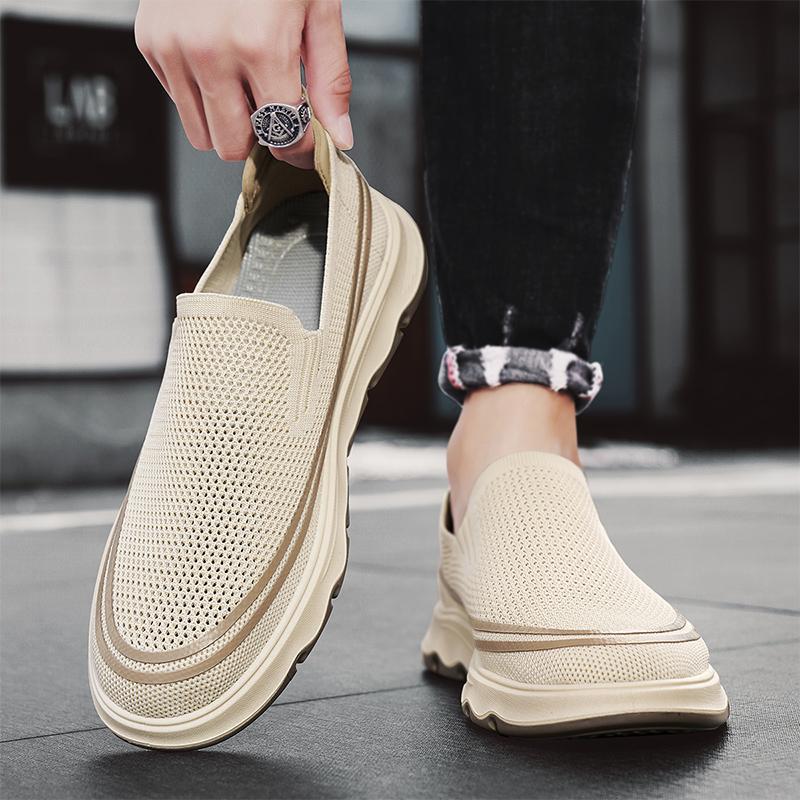 2025 summer new flying woven one-pedal versatile lazy shoes mesh breathable comfortable lightweight sports shoes men's shoes